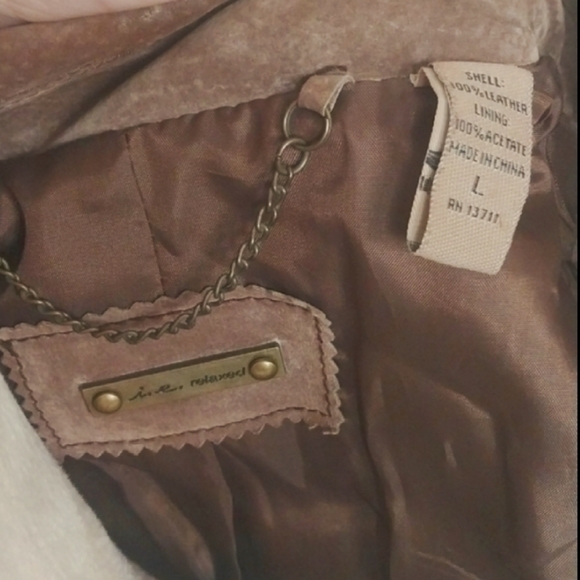 i.e. relaxed Suede 100% Leather Suede Jacket Brown Women Size Large - Picture 8 of 9